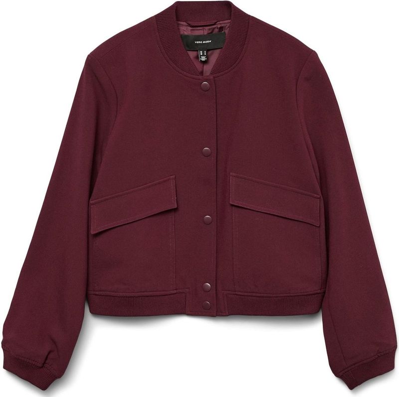 Vmamala - Jas - Hoge Opstaande Kraag - Lange Mouwen - Kort - Drukknoopsluiting - Voorzakken