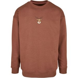 Merchcode Sweatshirt 'Christmas Cute Deer'  beige / kastanjebruin / rood / zwart