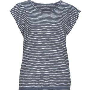 Rookblauw/Crème - Shirt - Lichte Tricotkwaliteit - Normale Pasvorm