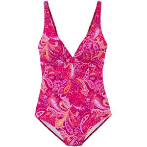 Beenlijn - Badpak - Pink Gedessineerd - Zonder Beugels - Verwijderbare Softcups