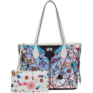 MYMO Shopper 'Pop Eyetheme'  blauw / rosa / zwart / wit