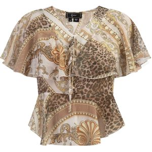 faina Blouse  beige / chamois / donkerbruin / pasteelgeel
