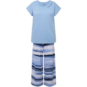 Ulla Popken Pyjama  lichtblauw / donkerblauw / wit