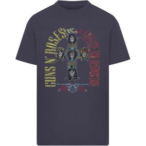 F4NT4STIC Shirt 'Guns N' Roses Skull Rock Band Merch'  donkerblauw / geel / rood