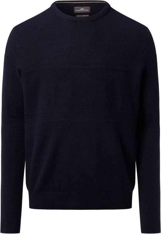 FYNCH-HATTON - Trui - Marine - Wol - Ronde Hals - Lange Mouw