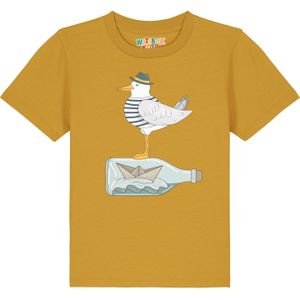 watabout.kids Shirt 'Möwe mit Hut'  donkerblauw / oker / grijs / wit