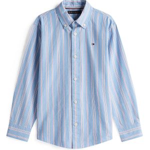 TOMMY HILFIGER - Overhemd - Smoky Blue / Koraal / Wit - Lange Mouw