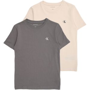 Calvin Klein - T-shirt - Crème/Grijs - 2 Pack - Kwartmouw - Normale Pasvorm