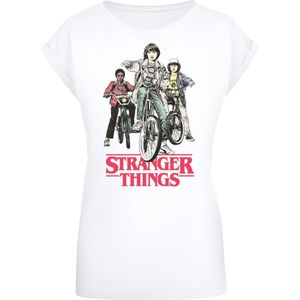 F4NT4STIC Shirt 'Stranger Things Retro Bikers Netflix TV Series'  gemengde kleuren / wit
