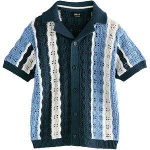 Next Gebreid vest  blauw / spar / wit