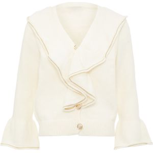 aleva Gebreid vest  camel / wolwit