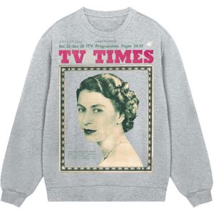 F4NT4STIC Sweatshirt 'TV Times Queen Elizabeth II 1957 Cover'  grijs / groen / rood