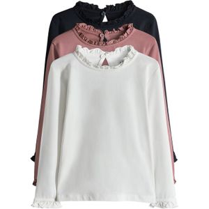 The Set Shirt  donkerblauw / oudroze / wit