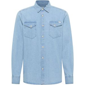 MUSTANG - Duver - Overhemd - Blauw - Lange Mouwen - Regular Fit