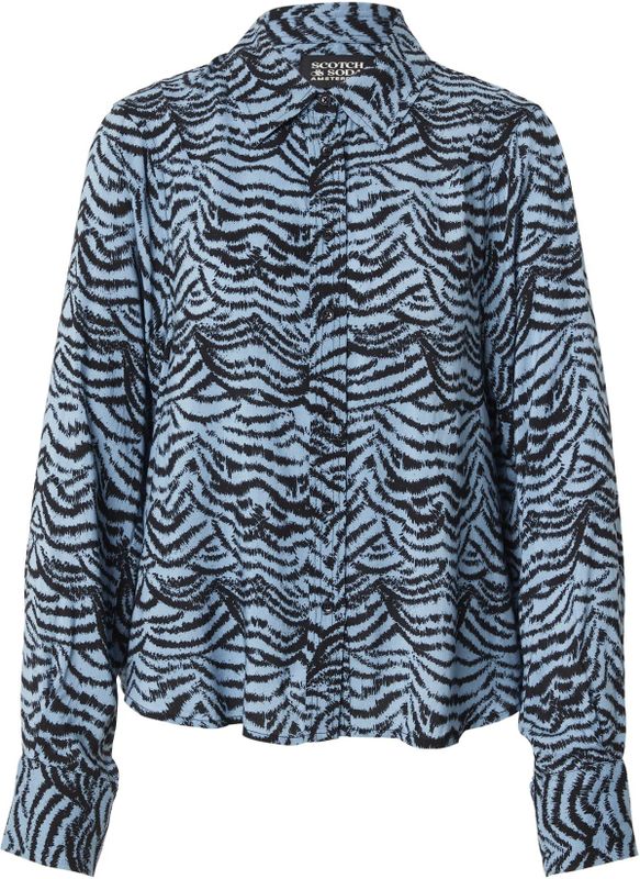 SCOTCH & SODA - Blouse - Opaal/Zwart - Klassieke Blouse - Lange Mouw