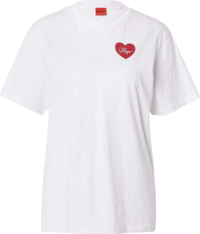 HUGO - Shirt - Bloedrood - Jersey - Ronde Hals - Kwartmouw