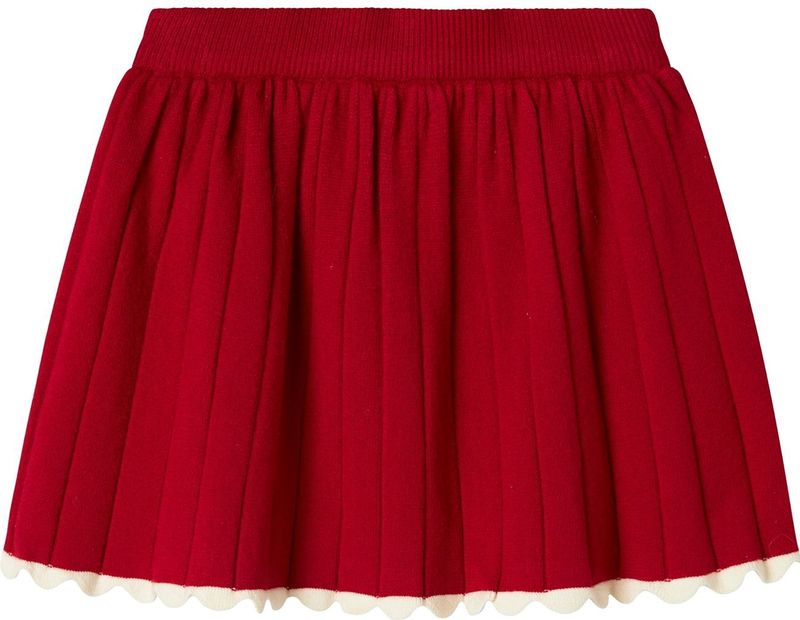 Kerst Rok - Knielengte - Ribgebreid - Verticaal Gestreept