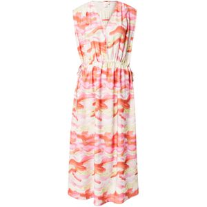 YAS - YASAROLA - Jurk - Lichtgroen/Lichtroze/Rood/Wit - Viscose, V-hals, 7/8 Lengte