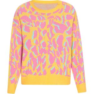 swirly Trui  lichtblauw / geel / lichtroze