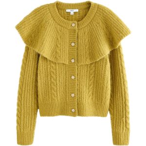 Next Gebreid vest  mosterd