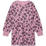 Jurk - All-over Dierenprint - Katoenmix - Lange Mouwen - Fit-and-Flare Vorm