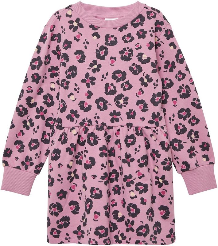 Jurk - All-over Dierenprint - Katoenmix - Lange Mouwen - Fit-and-Flare Vorm