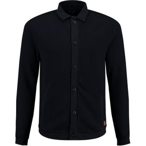 Key Largo - STEVE - Sweatvest - Navy - Knoopsluiting, Polokraag, Effen, Lange Mouw