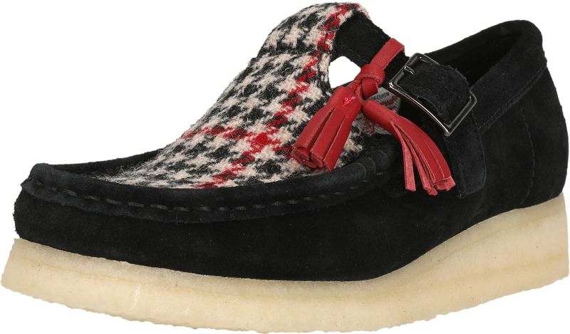 Clarks - Wallabee T Bar - Mocassins - Zwart - 3 tot 5 cm Hakhoogte - Gesp