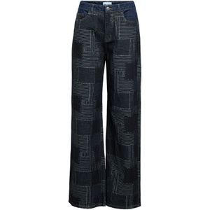 Object - Objmoji Wara - Wide Jeans - Dark Blue Denim - Dames