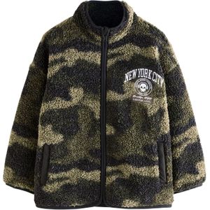 Next Fleece jas  kaki / olijfgroen / zwart / wit