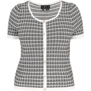 faina Gebreid vest  lichtgrijs / zwart / wit