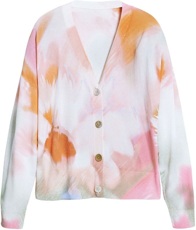 Desigual - Gebreid Vest - Oranje - V-hals - Lange Mouw