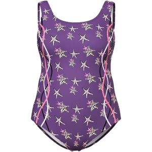 Ulla Popken Badpak  geel / donkerlila / oudroze / zwart / offwhite