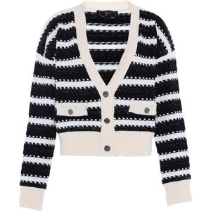 faina Gebreid vest  zwart / wit