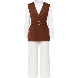 MODAMIHRAM Broekpak  bruin / wit