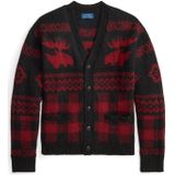 Polo Ralph Lauren - Gebreid Vest - Donkerrood / Zwart Gemêleerd - Lange Mouw