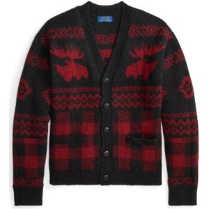 Polo Ralph Lauren - Gebreid Vest - Donkerrood / Zwart Gemêleerd - Lange Mouw