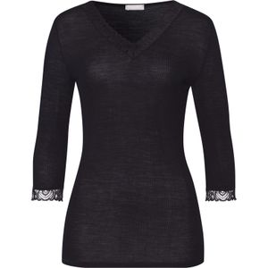 Hanro Slaapshirt ' Woolen Lace '  zwart