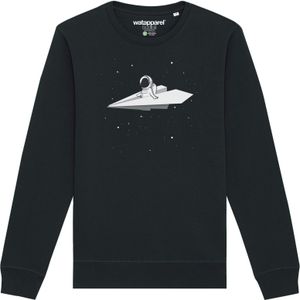 Watapparel Sweatshirt ' Fly me to the moon '  zwart / wit gemêleerd
