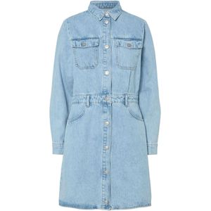 Pctasha - Denim Jurk - Spijkerjurk - Knielengte - Lange Mouwen