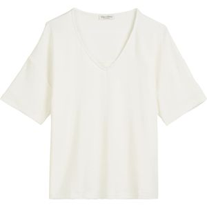 Marc O'Polo - Shirt - Wit - V-hals - Kwartmouw - Losse Pasvorm