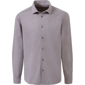 Elastisch Jacquard - Regular Fit Overhemd - Grijs - Katoenmix - Knoopsluiting