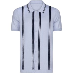 Felix Hardy - Overhemd Knit - Blauw - Katoen - Korte Mouw Heren