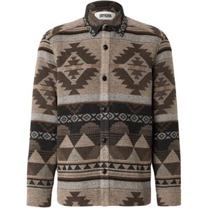 DRYKORN Overhemd 'DIEGGO_1'  beige gemêleerd / bruin / zwart