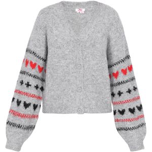 MYMO Gebreid vest  lichtgrijs / rood / zwart