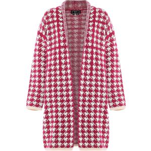 faina Gebreid vest  framboos / wolwit