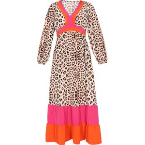 faina Jurk  beige / bruin / oranje / pink