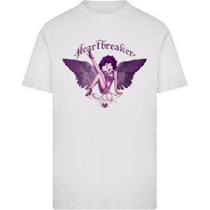 F4NT4STIC Shirt 'Betty Boop Heartbreaker Tattoo'  donkerlila / wit