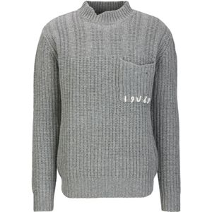 19V69 ITALIA Trui 'Areo'  grijs gemêleerd / wit