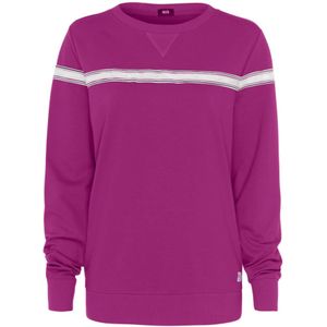 Loungepak - Bessenrood - Met Contraststrepen - Ronde Hals - Lange Mouwen